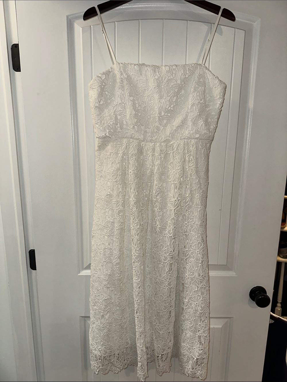 Astr White Lace Spaghetti-Strap Midi Dress